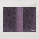 Paarse en Witte Damask Trouwtafel Nummer Kaart (Achterkant)