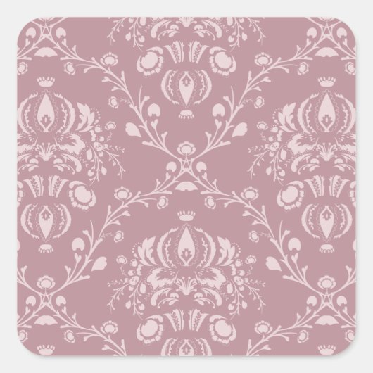 Paarse en witte Damask Vierkante Sticker (Voorkant)