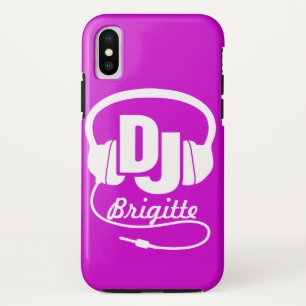 Paarse en witte DJ naam hoofdtelefoon hoesje