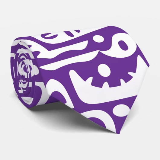 paarse en witte doodles 1 van 7 stropdas (Opgerold)