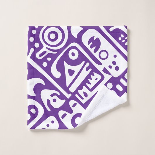 paarse en witte doodles 2 van 4 bad handdoek (Wasdoekje)