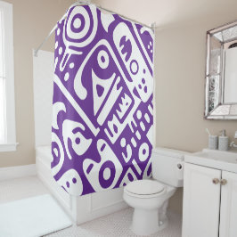 paarse en witte doodles 2 van 4 douchegordijn