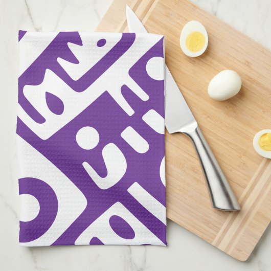 paarse en witte doodles 2 van 4 theedoek (Quarter Fold)