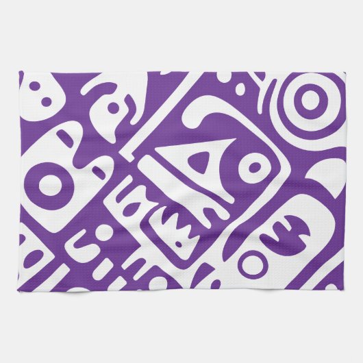 paarse en witte doodles 2 van 4 theedoek (Horizontaal)