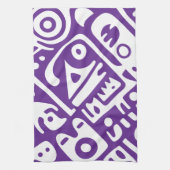 paarse en witte doodles 2 van 4 theedoek (Verticaal)