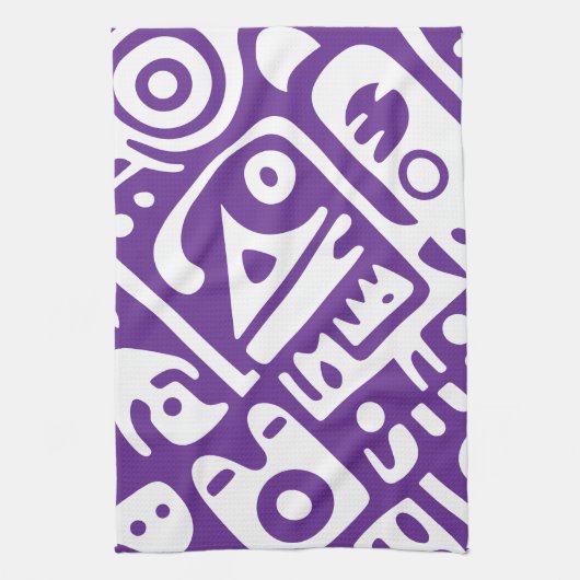 paarse en witte doodles 2 van 4 theedoek (Verticaal)