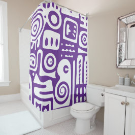 paarse en witte doodles 3 van 4 douchegordijn