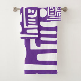 paarse en witte doodles 4 van 4 bad handdoek