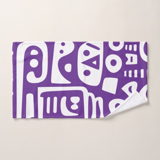 paarse en witte doodles 4 van 4 bad handdoek (Handdoek)