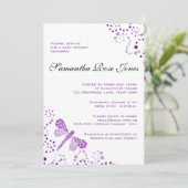 Paarse en witte dragonfly Elegant Baby shower Kaart (Staand voorkant)