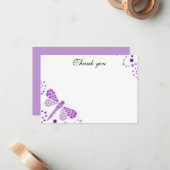 Paarse en witte dragonfly flat notitiekaartje (Voorkant / Achterkant in situ)