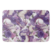 Paarse en witte dragons en Rozen Bath Mat