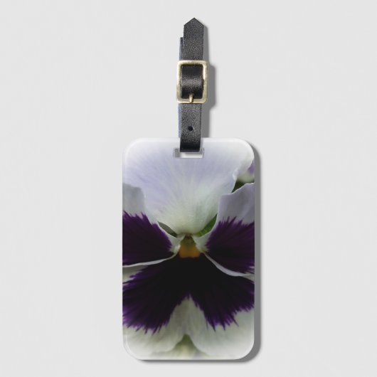 Paarse en witte driekleurig viooltje bagagelabel (Voorkant (verticaal))