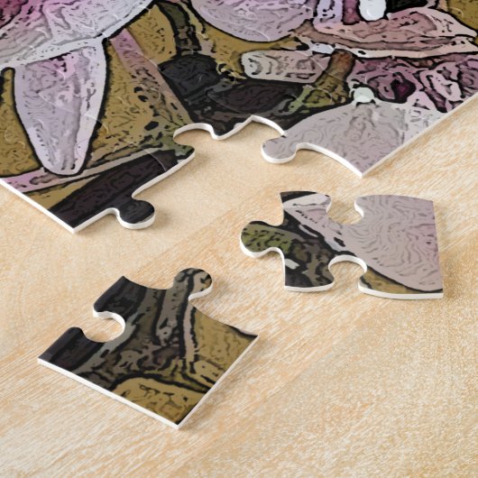 Paarse en witte droog penseel legpuzzel (Zijkant)