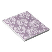 Paarse en witte Elegant Damask Notitieblok (Schuin)