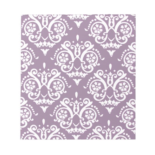 Paarse en witte Elegant Damask Notitieblok (Voorkant)