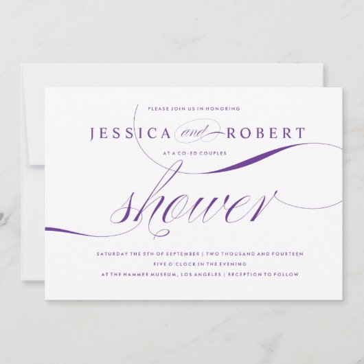 Paarse en witte elegante paren — Showuitnodiging Kaart (Voorkant)