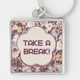 Paarse en witte esthetische bloem sleutelhanger