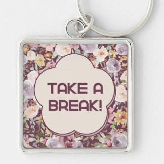 Paarse en witte esthetische bloem sleutelhanger