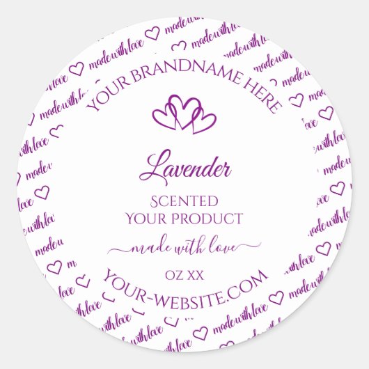 Paarse en witte etiketten van het Product van de W (Voorkant)