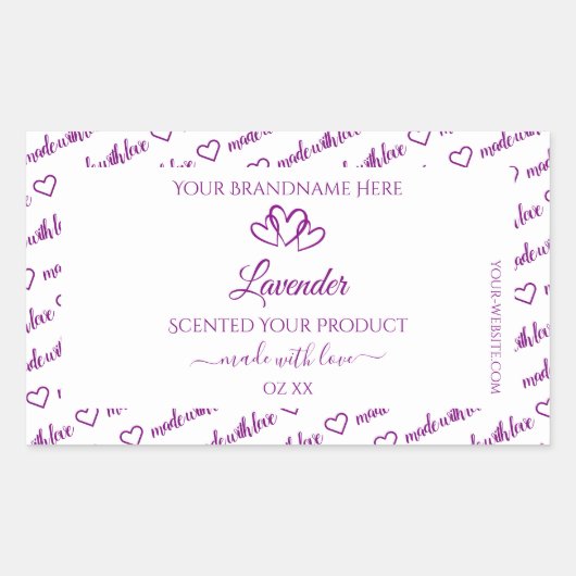 Paarse en witte etiketten van het Product van de W (Voorkant)