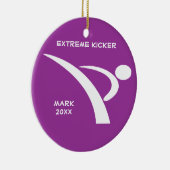 Paarse en witte Extreme Kicker Ornament (Rechts)