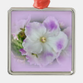 Paarse en witte Fancy Afrikaanse Violetten Metalen Ornament (Voorkant)