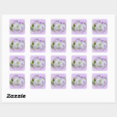 Paarse en witte Fancy Afrikaanse Violetten Vierkante Sticker (Vel)