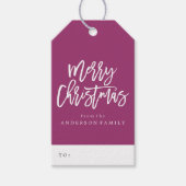 Paarse en witte feestdag met prettige feestdagen cadeaulabel (Voorkant)