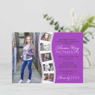 Paarse en witte Filmstrip 6 Foto Afstuderen Kaart