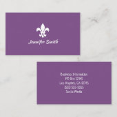 Paarse en witte Fleur de Lis Visitekaartje (Voorkant / Achterkant)