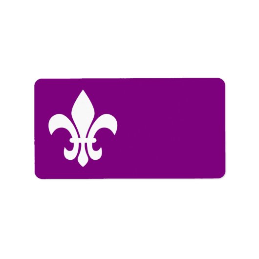 Paarse en witte Fleur de Lys Etiket (Voorkant)
