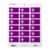 Paarse en witte Fleur de Lys Etiket (Full Sheet)