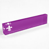 Paarse en Witte Fleur de Lys Naambordje