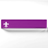 Paarse en Witte Fleur de Lys Naambordje (Voorkant)