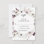 Paarse en witte flora geen maaltijd RSVP VER (Voorkant)