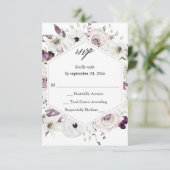 Paarse en witte flora geen maaltijd RSVP VER (Staand voorkant)