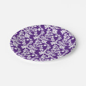 Paarse en witte flora, herstellend patroon papieren bordje (Gekanteld)