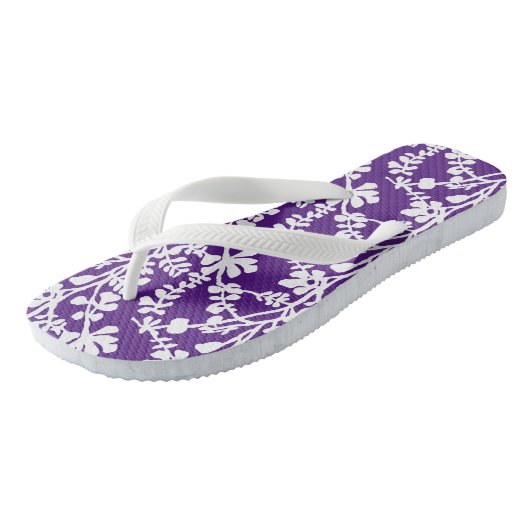 Paarse en witte flora, herstellend patroon teenslippers (Schuin)