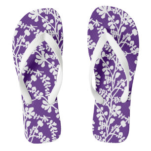 Paarse en witte flora, herstellend patroon teenslippers