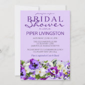 Paarse en Witte Floral Bridal Shower Invitaties Kaart (Voorkant)