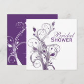 Paarse en witte Floral Bridal Shower Kaart (Voorkant / Achterkant)