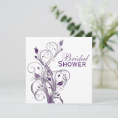 Paarse en witte Floral Bridal Shower Kaart (Staand voorkant)
