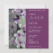 Paarse en witte Floral Bridal Shower Kaart (Voorkant)