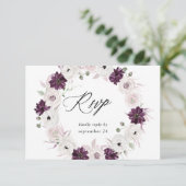 Paarse en witte Floral met RSVP (Staand voorkant)