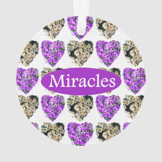 PAARSE EN WITTE FLORAL MIRACLES ONTWERP ORNAMENT (achterkant)