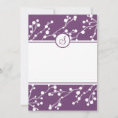Paarse en Witte Floral Monogram Weddenschap Kaart (Achterkant)