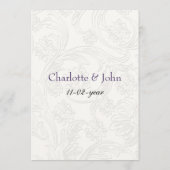 Paarse en witte Floral Spring Wedding Menu (Achterkant)