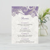 Paarse en witte Floral Spring Wedding Menu (Staand voorkant)