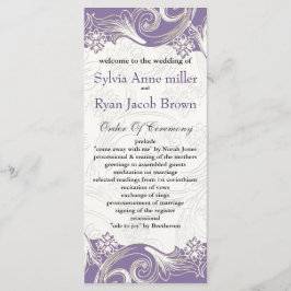 Paarse en witte Floral Spring Wedding Programmakaart